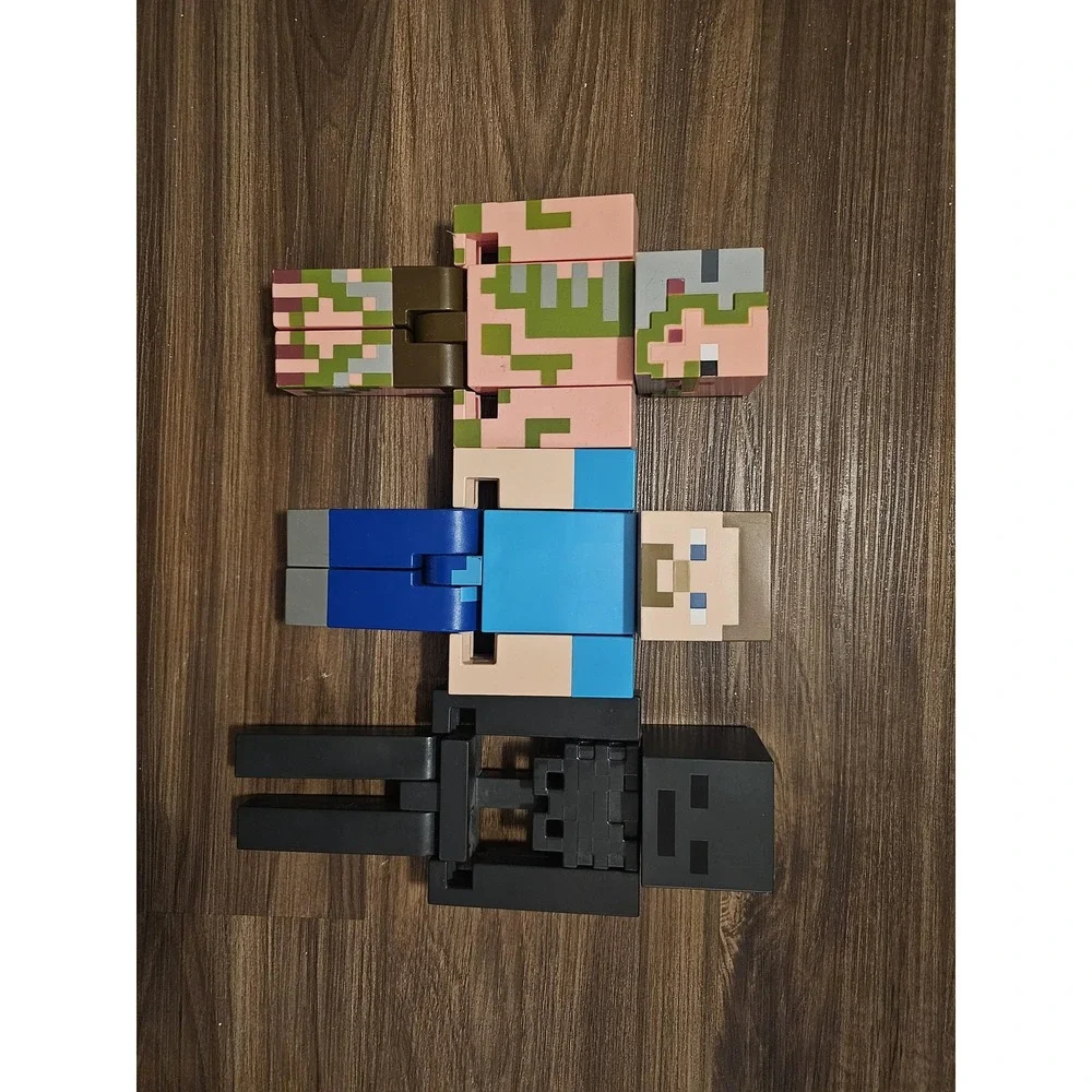 Minecraft Steve Zombie Pigman Wither Skeleton 9in Action Figure Lot 3pc